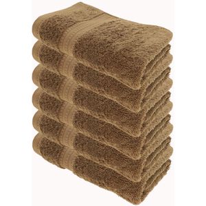 Julie-Julsen Handtuch Bio, walnuss, 50 x 100 cm, Handtuch mit Bordüre, 100% Bio-Baumwolle, 550 g/m², 6 Stück