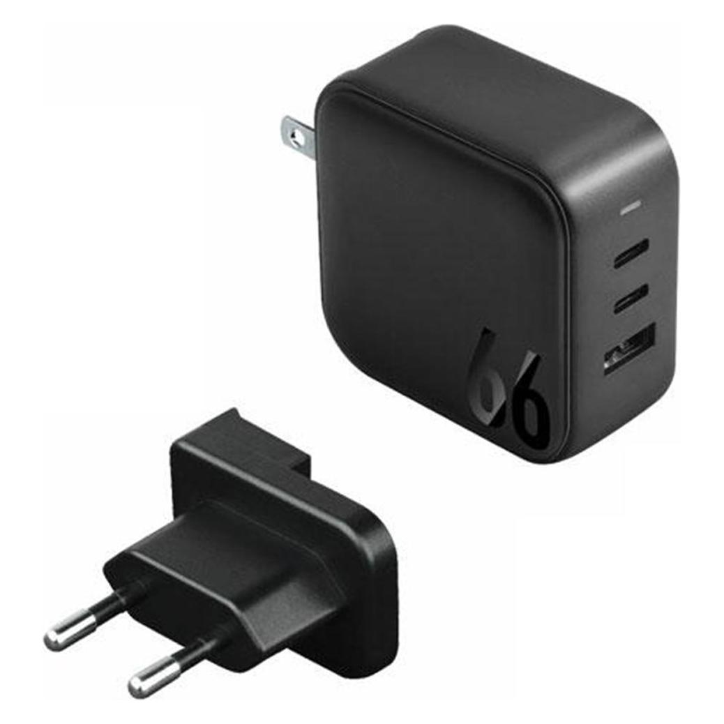 Energea ład. siec. 1xUSB+2xUSB-C PD-PPS-QC 3.0 66W 2C1A czarny/black US+EU Travelite GAN66 (66 W, 3 Ports) (6957879424878)
