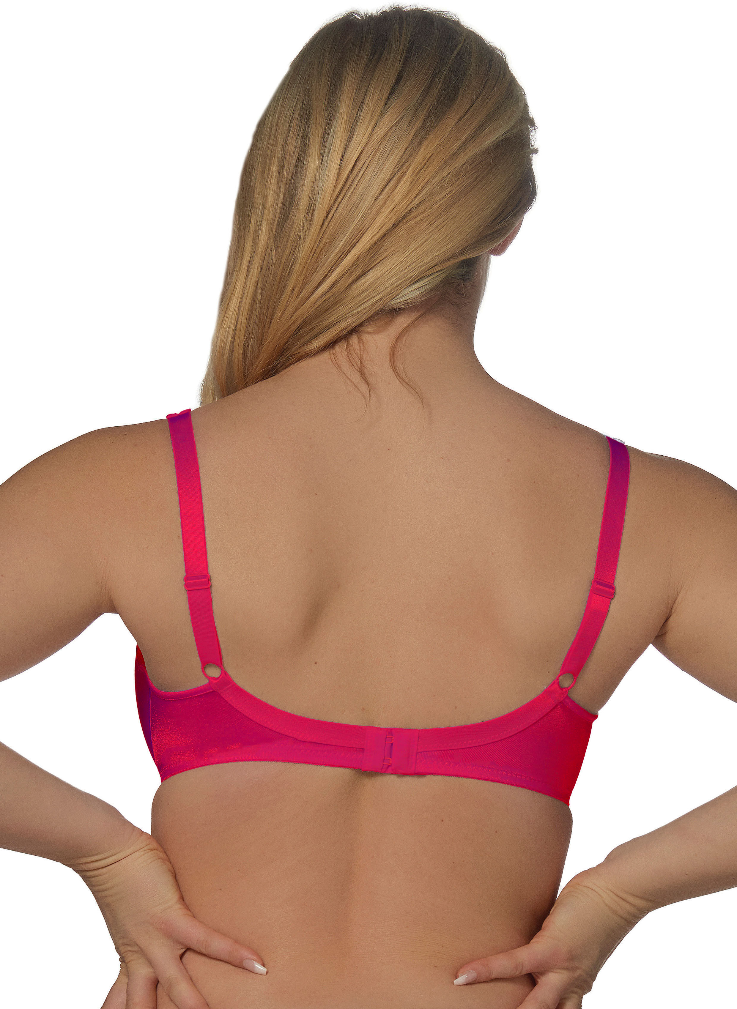 Bügel-BH ELBRINA "Spacer Bra", Damen, Gr. 75, Cup E, pink (bright pink), Spitze, Obermaterial: 50% Polyester, 42% Polyamid, 8% Elasthan, comfort fit, BHs Bügel-BH, vorgeformte Cups, breite Träger, mit Bügel, mit Spitze, feminin bright pink 75, Cup E