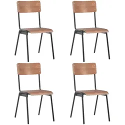 vidaXL Esszimmerstühle 4 Stk. Braun Massives Sperrholz und Stahl