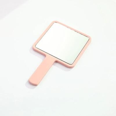 Uplift Picks Square Handheld Makeup Mirror Portable Vanity Mirror With Comfortable Handle pink