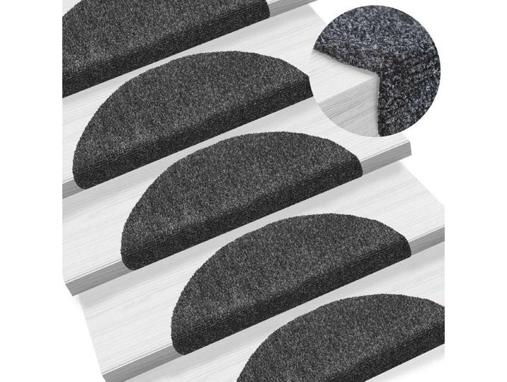 vidaXL - Trapmatten - Zelfklevend - 15 - stuks - 56x17x3 - cm - Donkergrijs - Halfrond