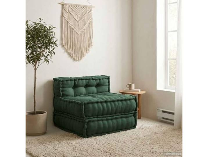 HNSMFPRE Modulares Sofa, grün, 70 x 70 x 54 cm, Baumwollstoff Schaumstoffpolsterung, bequemer Sitz, vielseitig einsetzbar, Wohnzimmer oder Veranda