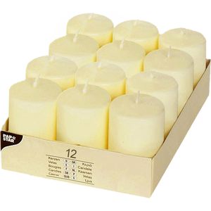 Papstar Kerzen 15360, Stumpenkerzen, elfenbein Ivory, Ø 4 cm, Höhe 6 cm, 12 Stück