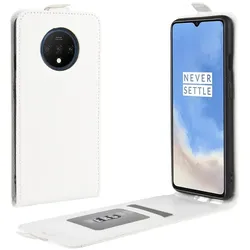 Flip Case Handyhülle für OnePlus 7T Vertikal Schutzhülle Tasche Cover Weiß Bumper Smartphone Kartensteckplatz-Kreditkarte-Geldscheine EC-Karte Bank-Karte