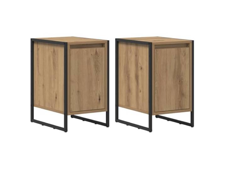 LMTYOENFG Nachttisch 2er Set Kunsthandwerk Eiche 39,5x30x50 cm Robuste Beistelltische mit Stahlgestell für Schlafzimmer und Flur, pflegeleicht im modernen Industrie-Look.