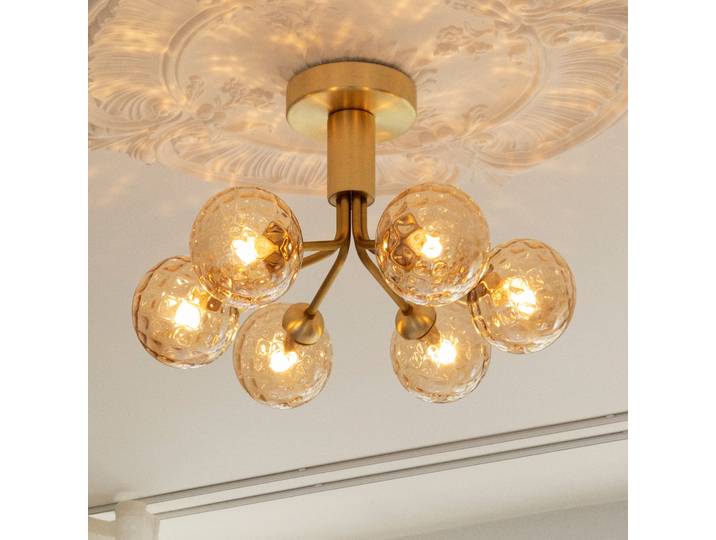 Apiales 6 plafonnier, couleur laiton/doré, Ø 50 cm - Nuura - Salon / séjour - Scandinave - Verre - Multi-ampoules