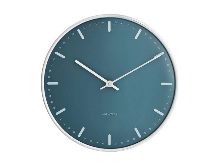 Arne Jacobsen Clocks Arne Jacobsen City Hall Wanduhr Blau, Ø21 cm