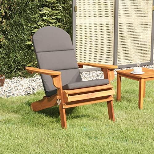 Adirondack-Gartenstuhl mit Kissen für Balkon und Terrasse aus massivem Akazienholz