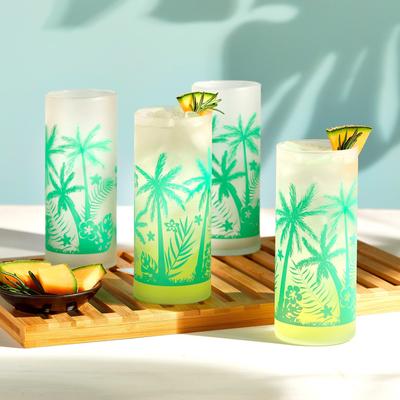 Libbey Vintage Palm Trees Cooler Glasses, 16-ounce, Set of 4 - Set of 4