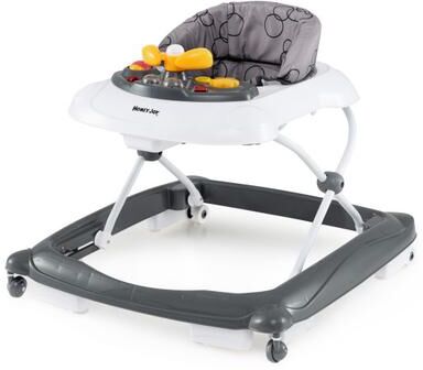 Costway Foldable Baby Walker with 3 Adjustable Heights and Padded Seat-Gray
