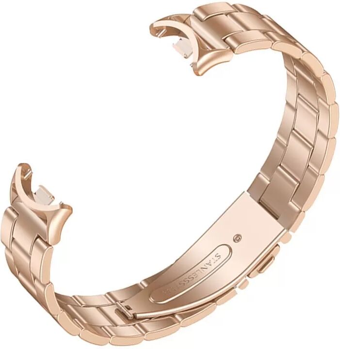 INF Metallarmband kompatibel mit Xiaomi Mi Band 8/9/10 - Federsteg-Design - Edelstahl Roségold