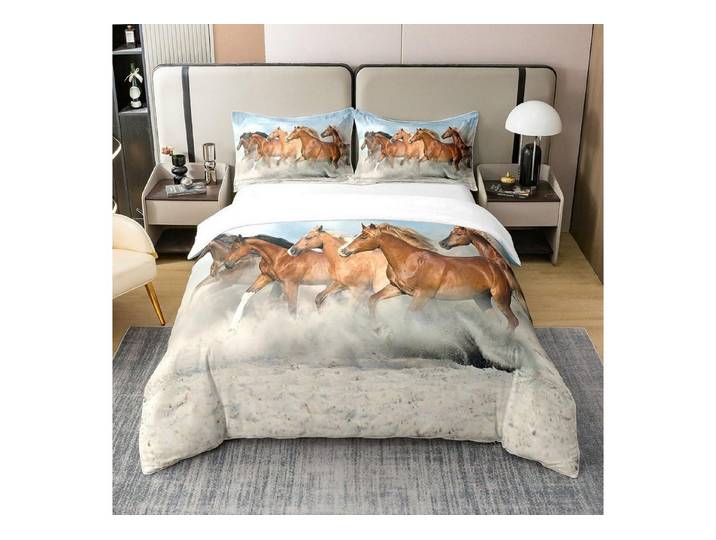 LuxusKollektion Kinderbettwäsche Bettwäsche 220x240cm Pferd Baumwolle Mehrfarbig