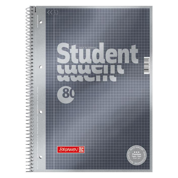 Brunnen 5 Collegeblöcke Student Premium kariert DIN A4 Innenrand (A4, Kariert) (1067142)