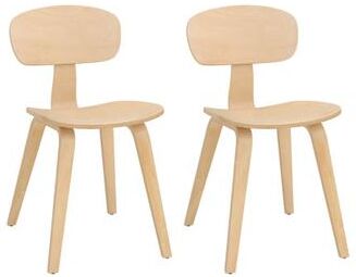 Costway Modern Dining Chair Set of 2 with Wide Seat-Natural