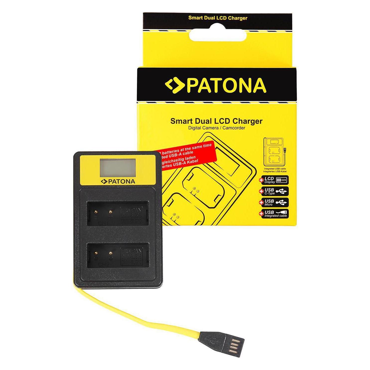 Patona Ladegerät Smart Dual LCD USB Panasonic DMW-BLG10 (Kamera Akku Ladegerät) (141655)