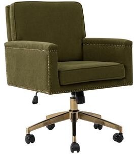 HULALA HOME Arcana Faux Leather Office Chair with Nailhead Trim