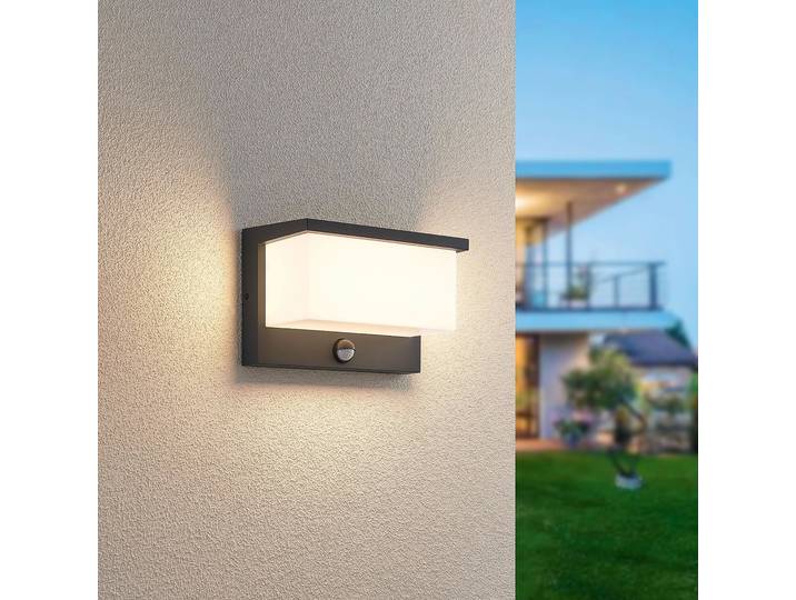 LED Außen-Wandleuchte TRIO LEUCHTEN NESTOS, Outdoor Wandlampe Hauswand IP54, LED 13W 1300 Lumen 3000 K , grau (anthrazit), B:23cm H:15cm, Leuchten, LED Außen-Wandleuchte, LED Wandlampe anthrazit, Garten Terrasse Hauswand, mit Bewegungsmelder