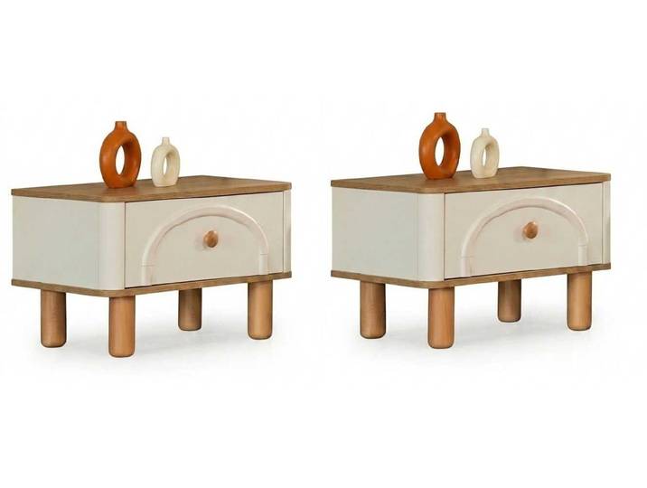 JVmoebel Nachttisch Nachttisch Beige Modern Luxus Beistelltisch Nachtkonsole Set (2-St., 2-tlg)