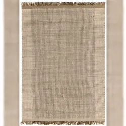 Wollteppich Handgewebt Korbmuster | 120x170cm, 4mm Florhöhe, 14mm Gesamthöhe | Olivgrün | Mit Fransen | Schalldämpfend | PISA Kollektion Kadima Design
