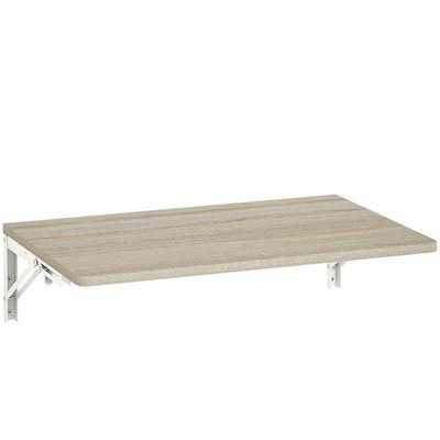 OKWISH Wandklapptisch 16x60x40 cm platzsparender Klapptisch in Eiche, schwebende Wandkonsole für Homeoffice Küche Flur, vormontiert, 8 kg belastbar