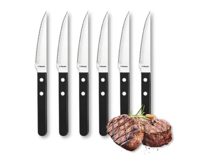 Amefa Steak Pizza Noir - Set de 6 couteaux steak