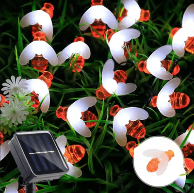 Inspire Curations Solar Bee String Lights 20 50 100 LED Outdoor Garden Decor white Light 7m 50leds