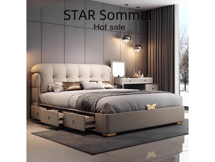 180x200cm King Size Double cadres de lit tête de lit moderne Simple tiroir rangement lit de mariage reine Double chambre principale meubles