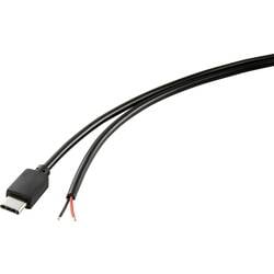 TRU COMPONENTS Strom-Kabel Raspberry Pi® [1x USB-C® Stecker - 1x offene Kabelenden] 1.00 m Schwarz TC-8990604