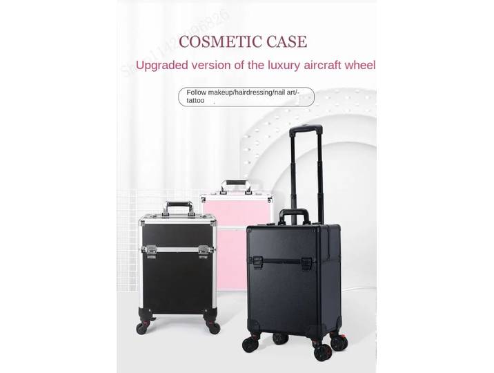 Valise trolley professionnelle grande capacité pour maquillage, kit de manucure et de maquillage permanent, boîte de rangement pour artistes maquilleurs
