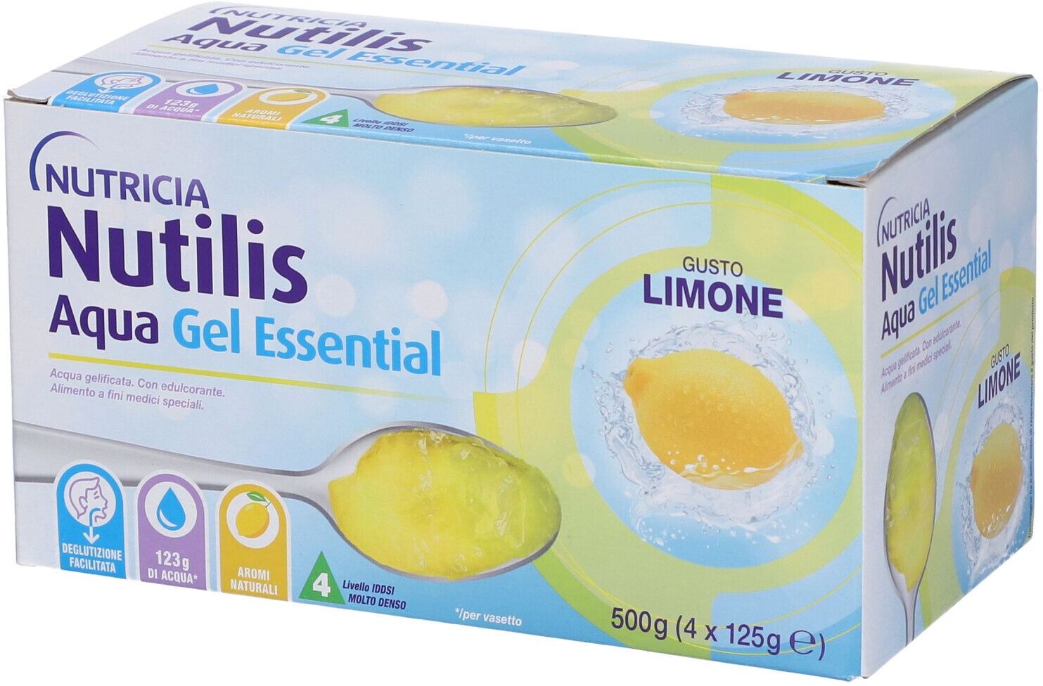 DANONE NUTRICIA SpA SOC.BEN. Nutricia Nutilis Acqua Gel Essential Limone 4x125g - Alimento per disfagia