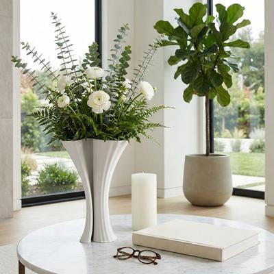 Sagebrook Home Stoneware Decorative Vase Modern Sculptural Elegant Curved Silhouette