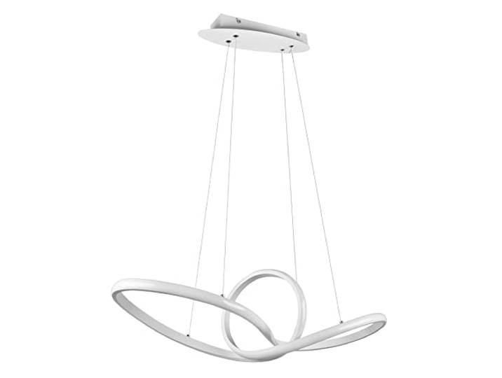 Reality Leuchten LED Pendelleuchte Sansa R32751131, Metall Weiß matt, inklusiv 28 Watt LED, Switch Dimmer
