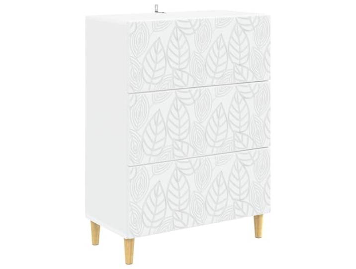 QINXIXINAIXI Schubladenschrank Weiß 66 x 34,5 x 90 cm Holzwerkstoff Rechtwinkliges Design, Eukalyptusbeine, Schubladen mit Schiebemechanismus, Innenbereich, Wohnaccessoires organisieren