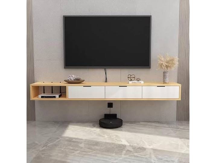 tv schrank Schwimmender TV-Ständer for TV-Entertainment-Center mit Stauraum Schrank-Medienkonsolenregal for Wohnzimmer und Schlafzimmer