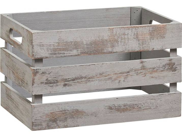 Holzkiste ZELLER PRESENT Vintage , grau, B:31cm H:18,7cm T:21cm, Paulownie, Aufbewahrungsboxen, Holzkiste, Tiefe: ca. 21 cm, Breite: ca. 31 cm