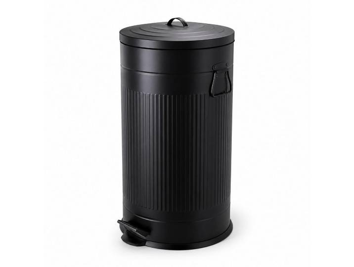 Relaxdays Mülleimer Schwarz Treteimer Soft-Close 40 l, Metall, Kunststoff, 35x67x35 cm, Badaccessoires, Abfalleimer