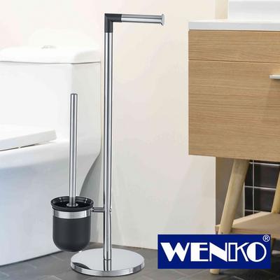 WENKO Stand WC-Garnitur Parus Edelstahl glänzend, 2in1 Kombination aus glänzendem Edelstahl