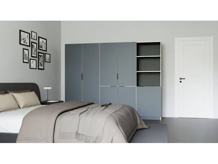 Design Kleiderschrank nach Maß Premium Dekore Schwarz Multiplex Kante