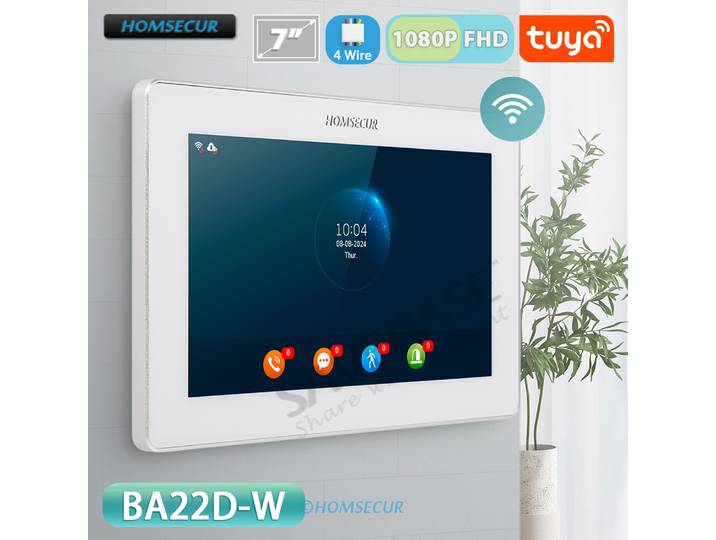 BA22D-W 4 fils 7 écran tactile moniteur détection de mouvement pour salle de bain MSECUR Tuya Smart WIFI vidéo Doorphone 1080P FHD