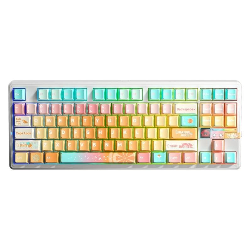 Aula Gasket F87 Pro V2 Orange Soda Kailh Meteorite Ice Cream RGB Tastatur (Eng. Int., Kabelgebunden, Kabellos) (AUF87PV2-OS-KMICS)