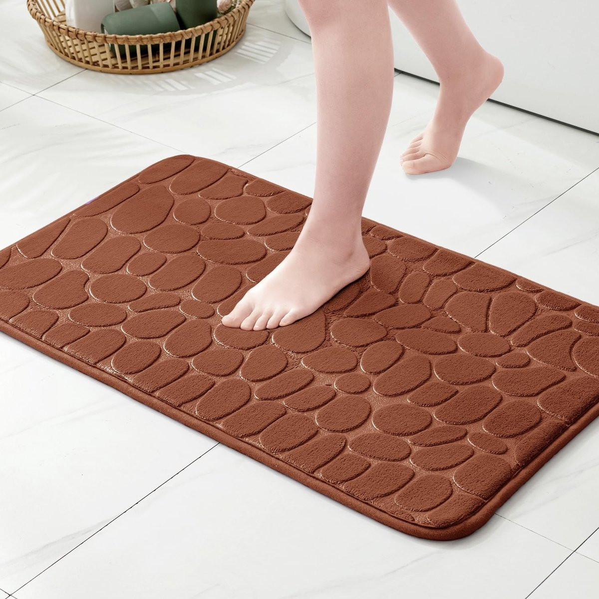 Allecto Badmat Koffie - Antislip Traagschuim - 50 x 80 cm