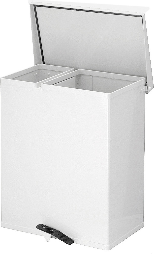 Tritt-Mülleimer 25 + 55 Liter, Weiß