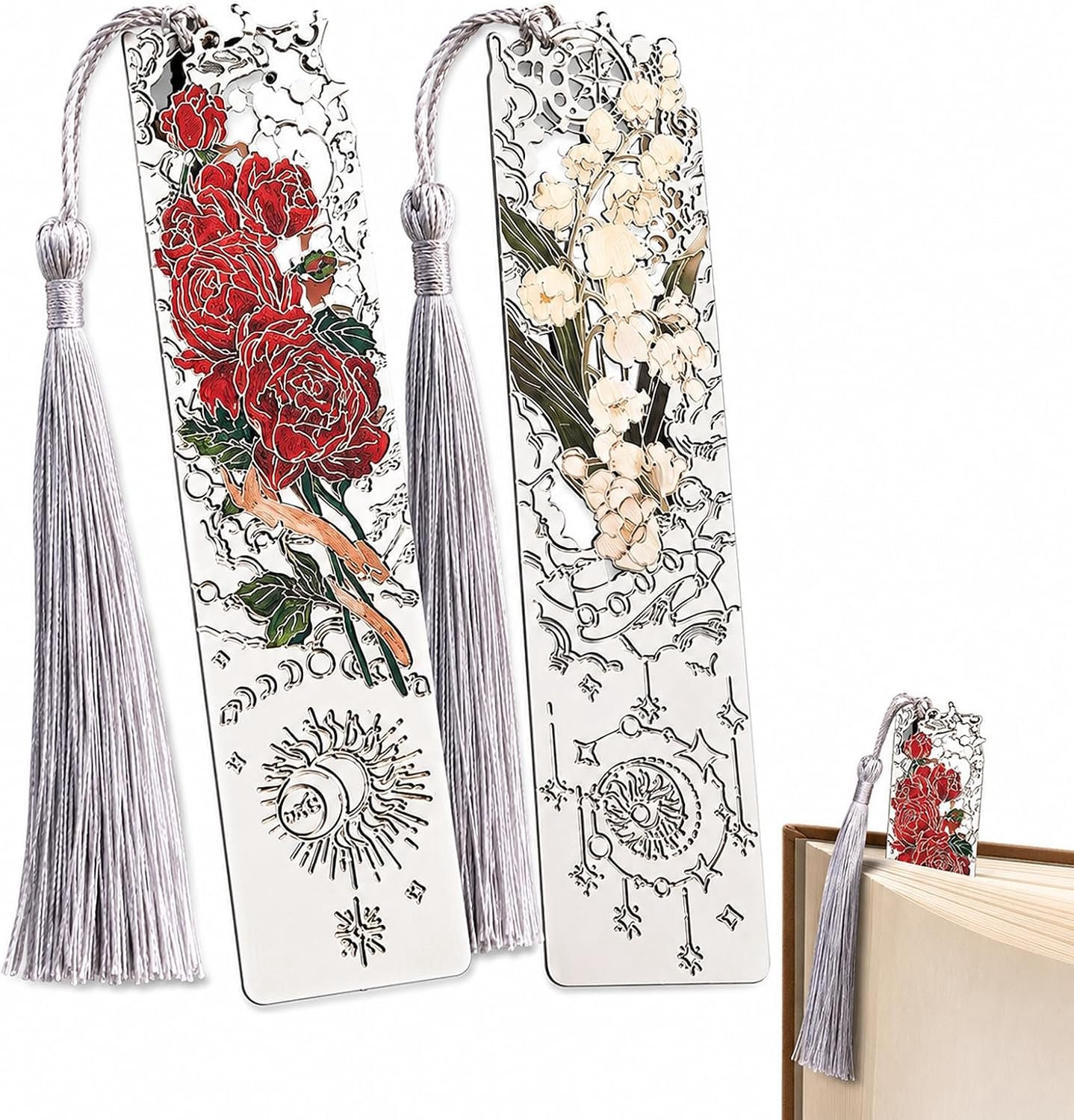 Homevero Metalen Bladwijzers met Bloemenmotief - 2 stuks
