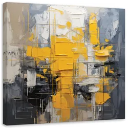 LEINWANDBILD Geometrische Abstraktion Gelb Modern 50x50cm