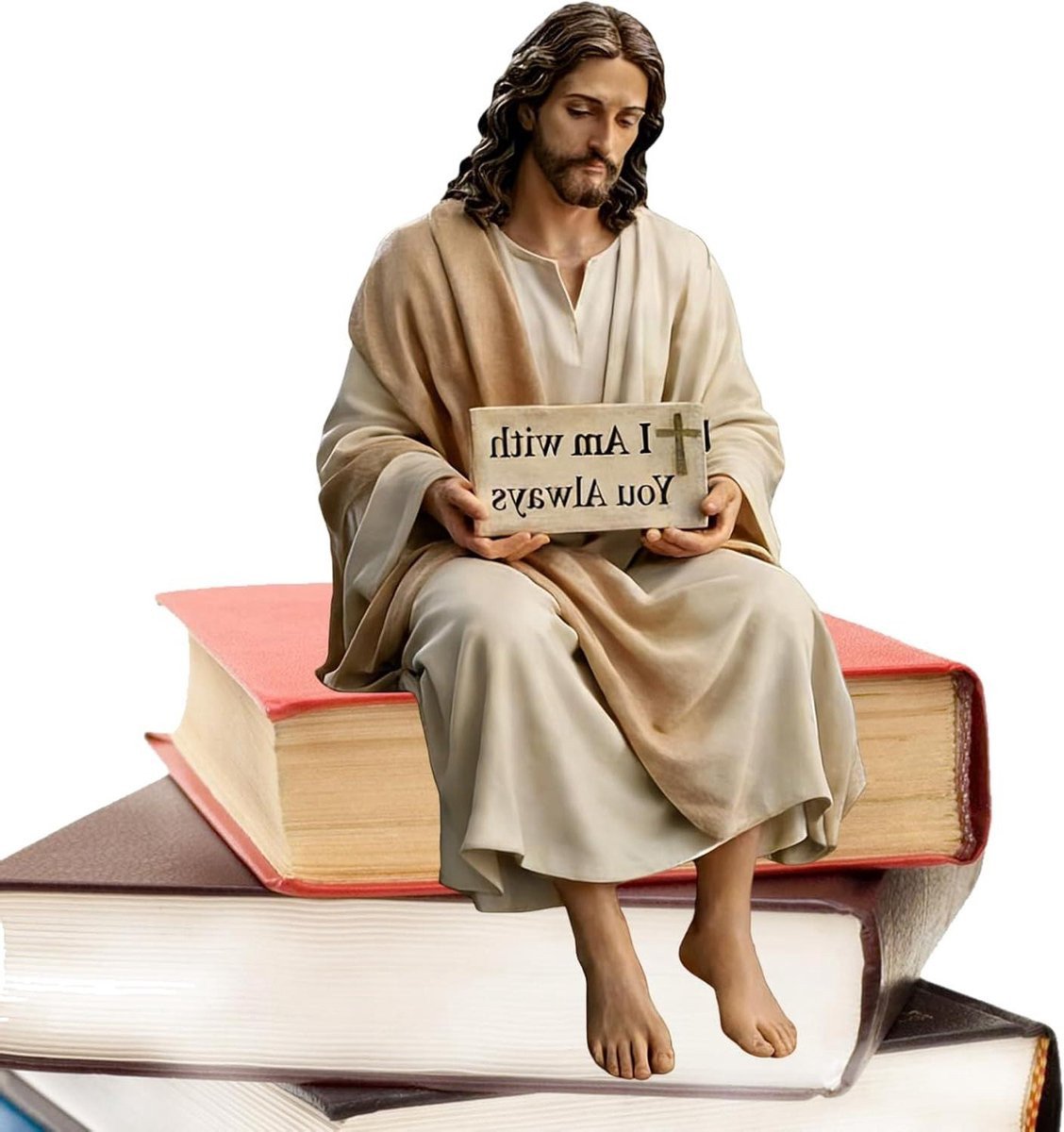 Handgeschilderd Jezus Christus standbeeld van hars voor op een bureau of in huis