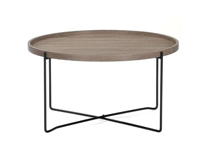 LebensWohnArt Couchtisch Moderner Couchtisch GRIGIO 74cm hellgrau Eichen-Optik Metallgestell
