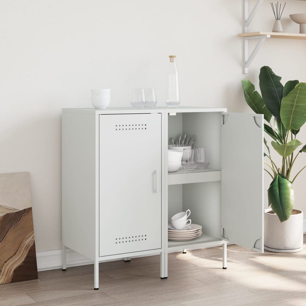 vidaXL Buffets 2 pcs blanc 36x39x79 cm acier