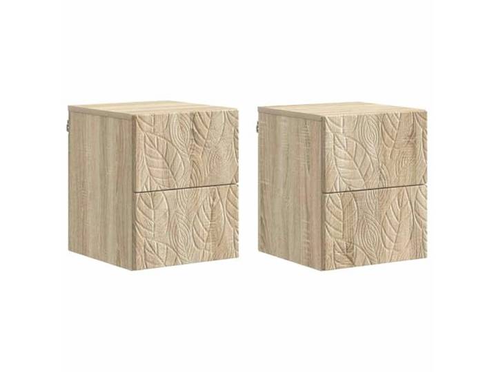 Heofavd Nachttisch Wandmontiert 2er Set Sonoma-Eiche 34.5x33x40 cm
