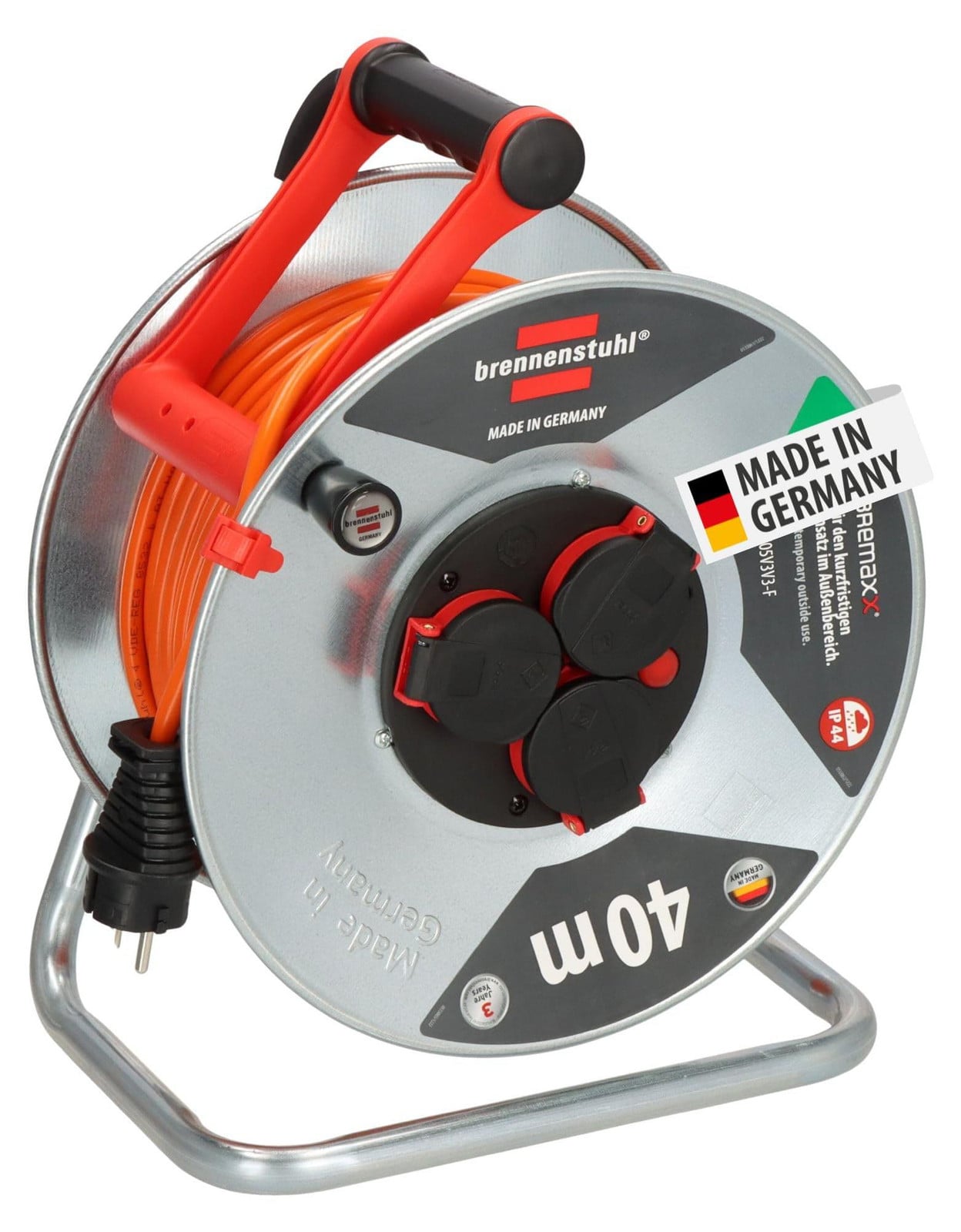 Brennenstuhl Garant S V2 Outdoor Haspel, 40 meter, IP44, Staalplaat